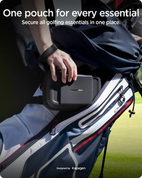 Spigen golf organizer pouch rangefinder-phone keeps essentials within easy reach.