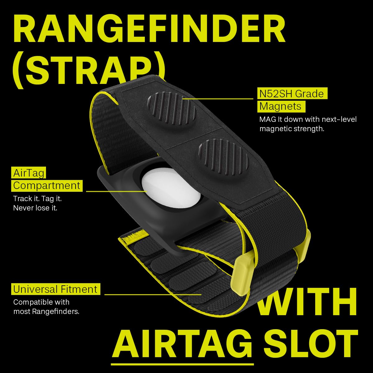 Magnetic hold keeps your rangefinder secure on carts and irons