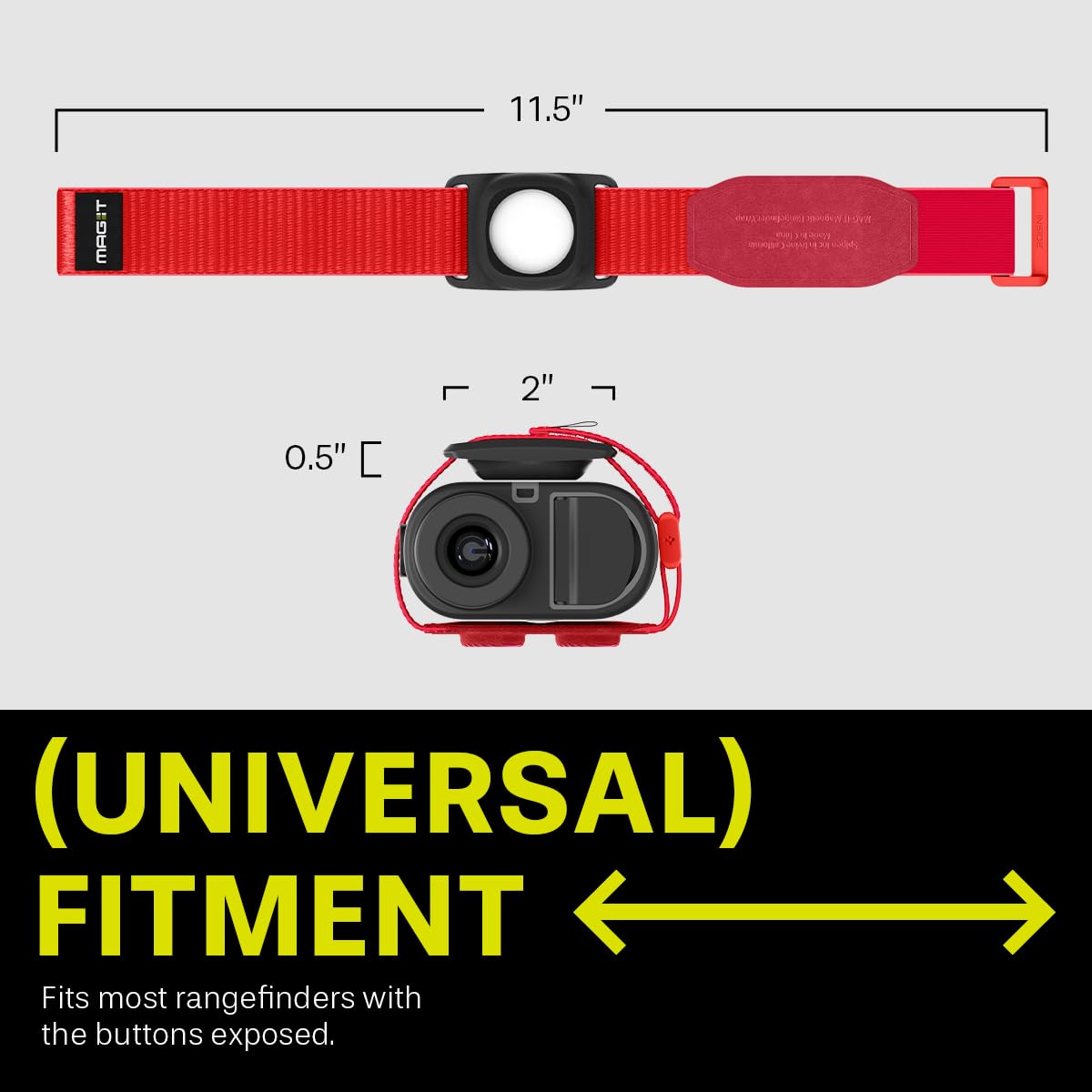 Spigen MAG-iT neon red strap designed for high visibility and durability on course