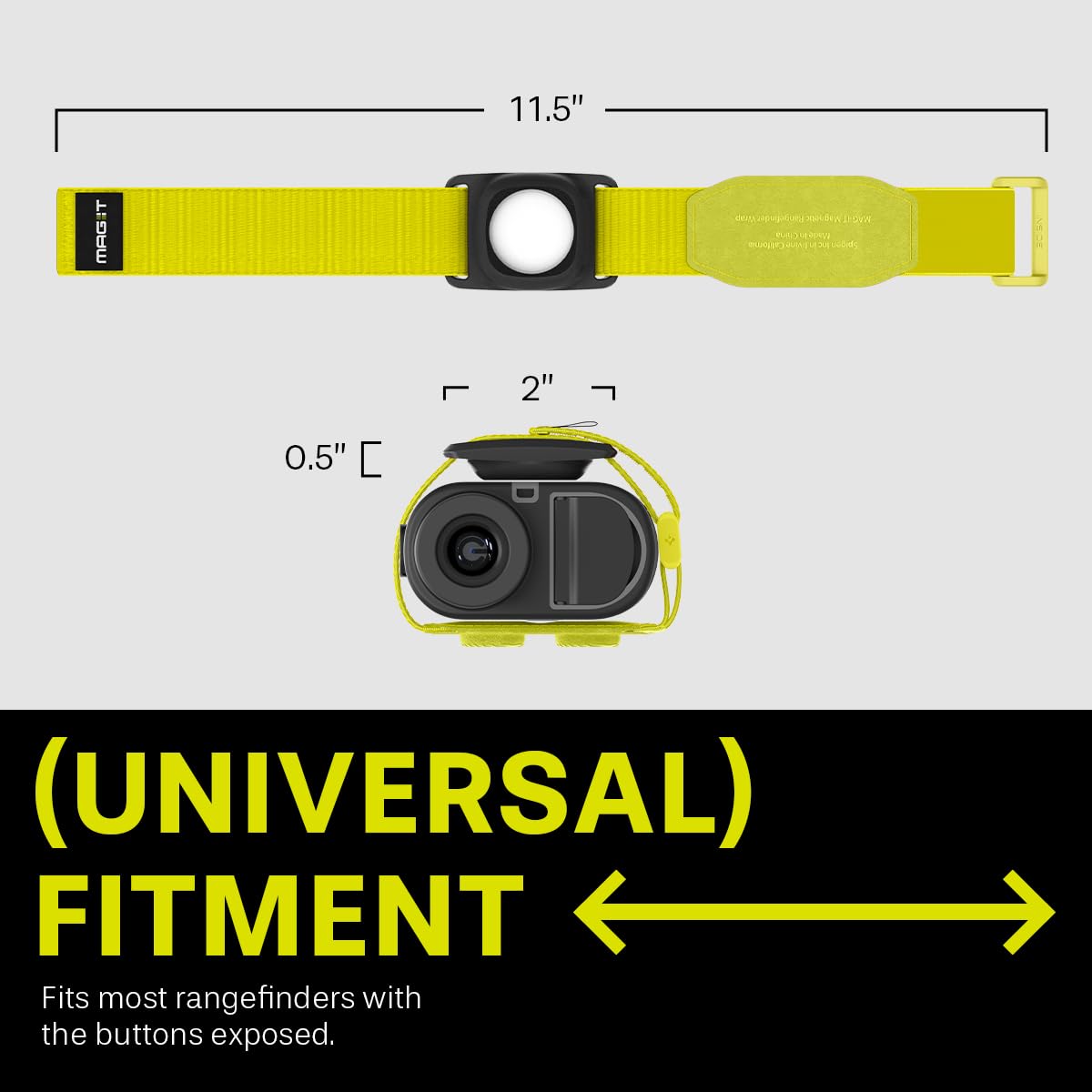 Spigen MAG-iT neon-yellow strap enhances visibility on the course.