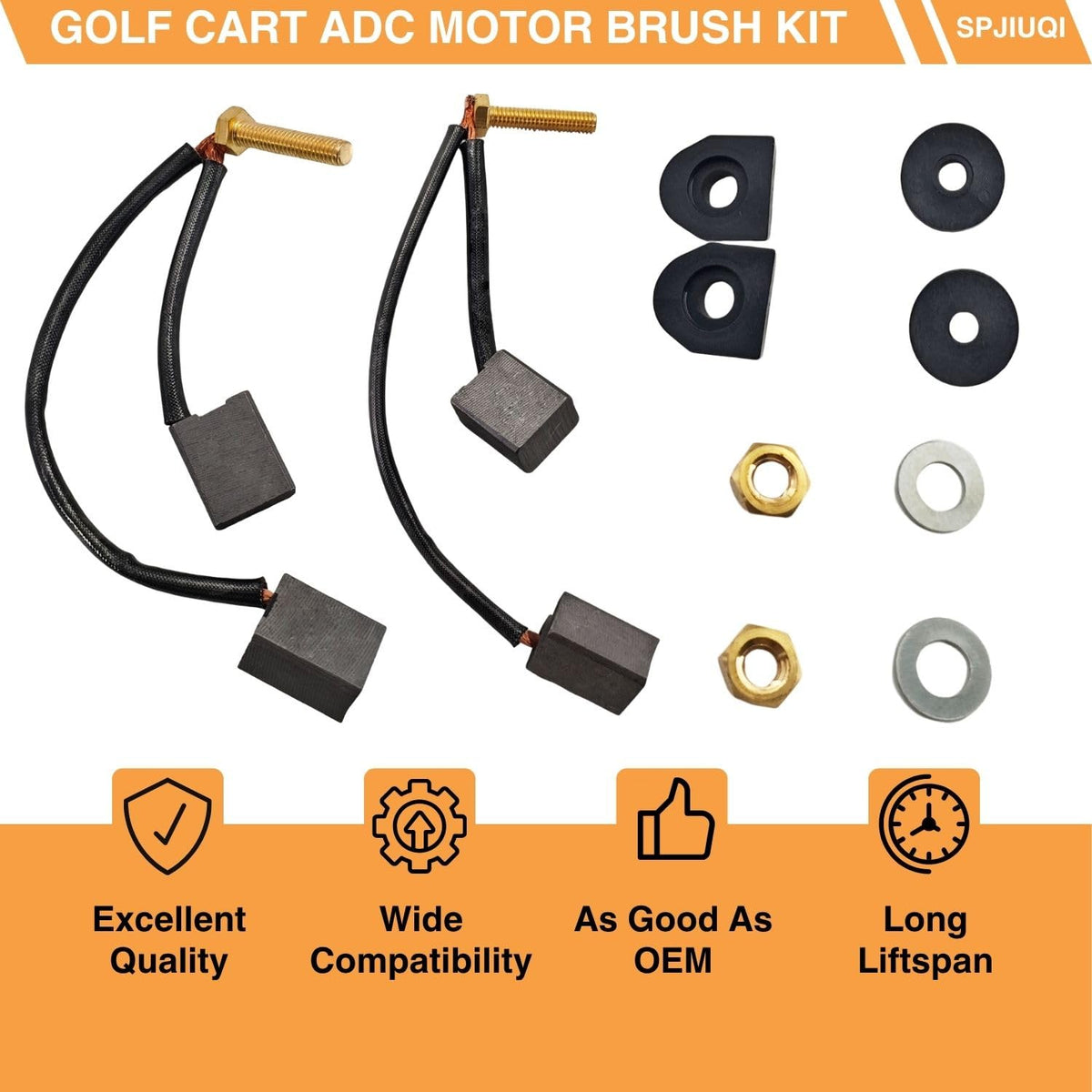SPJIUQI 73120G25 compatibility guide showing EZGO, Club Car, and Workhorse models