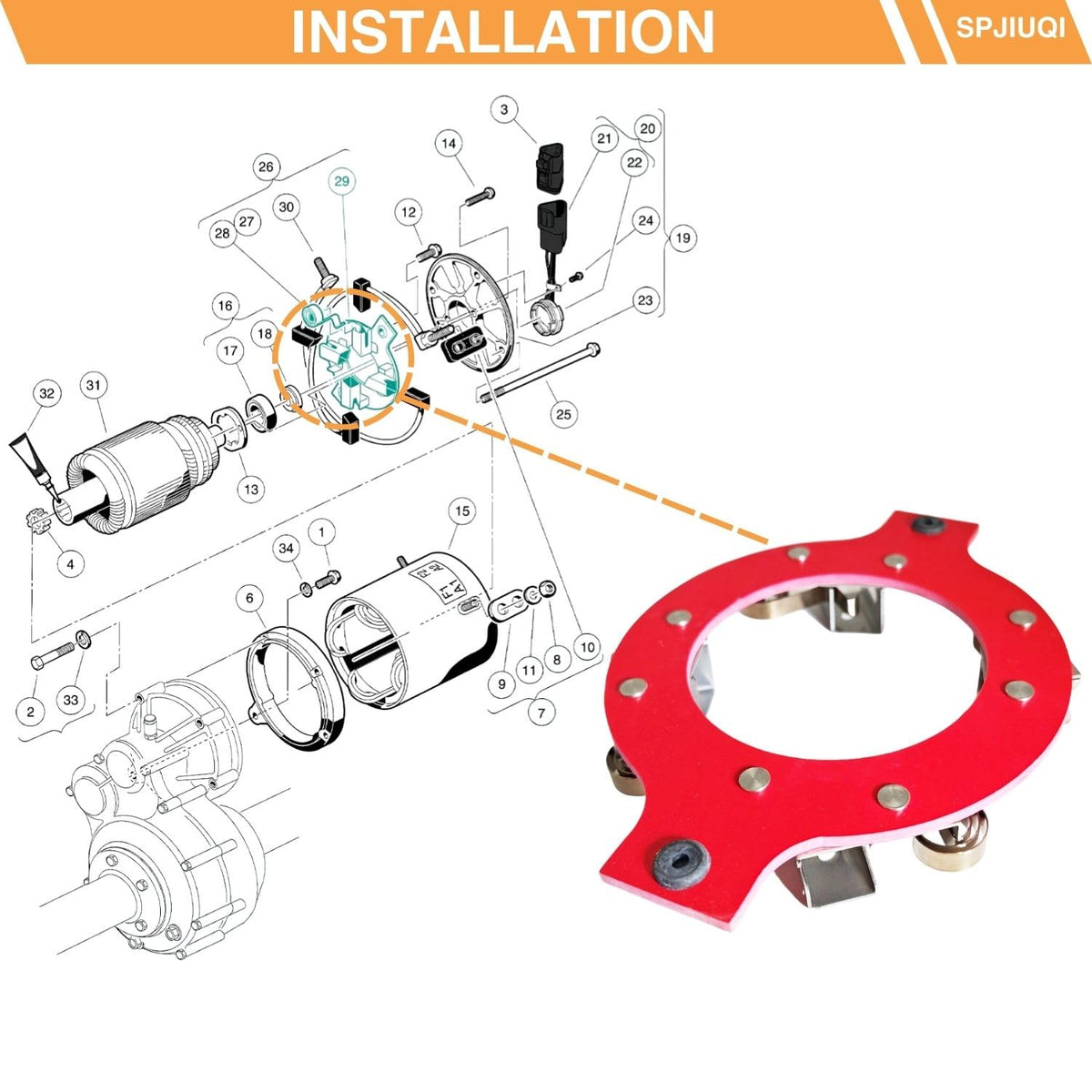 SPJIUQI GE motor brush assembly compatible with 58/59 JBS