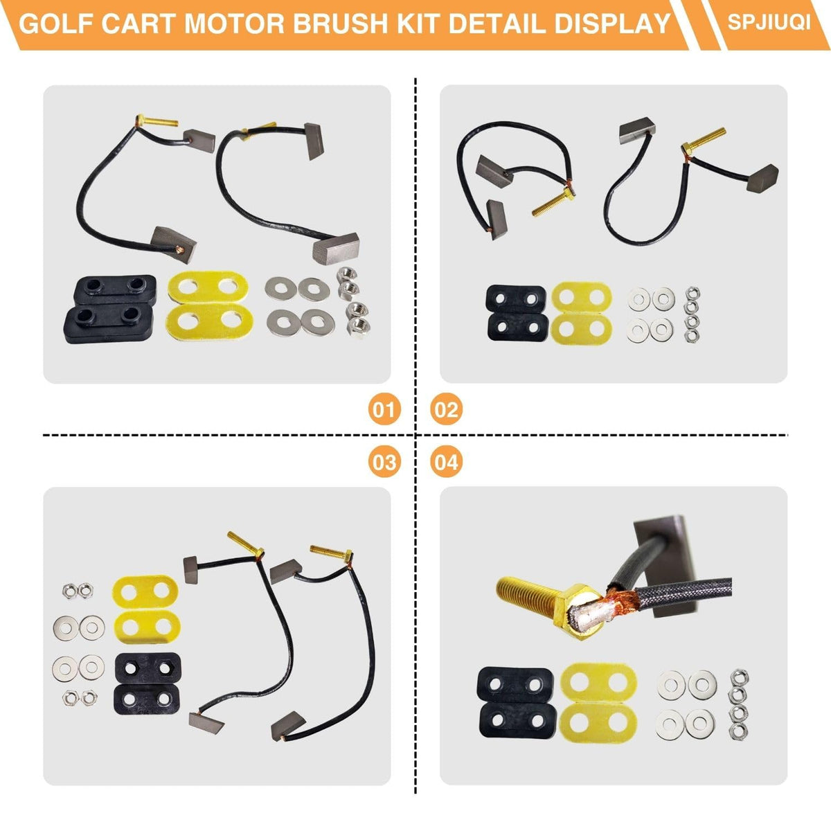 SPJIUQI golf cart motor brush kit in use on a cart