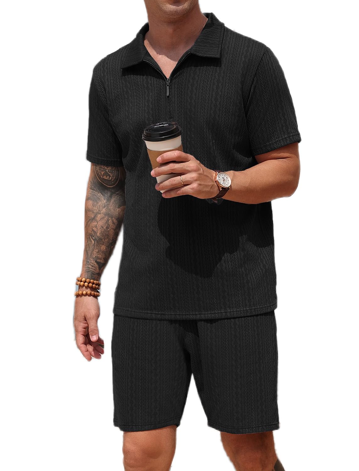 SPKPKEY men's 2-piece set front view for everyday comfort.