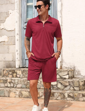 SPKPKEY knit polo shirt with turn-up collar and quarter zipper detail