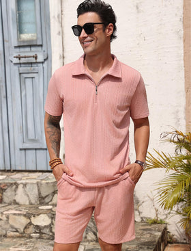 SPKPKEY knit shorts pink with adjustable waistband for comfort