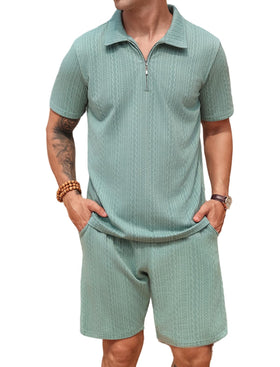 SPKPKEY men's polo shirt front view in green, ideal for easy summer styling.