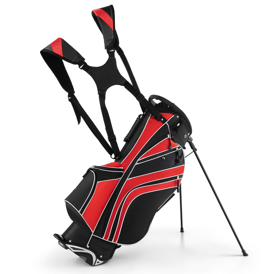 SPORFIT golf stand bag with 6 way dividers for organized club storage on the course.