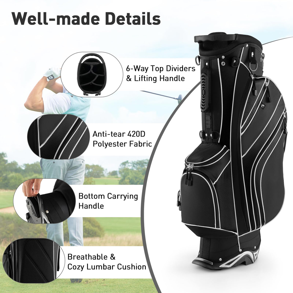 SPORFIT bag features lift-assist handles for easy loading.