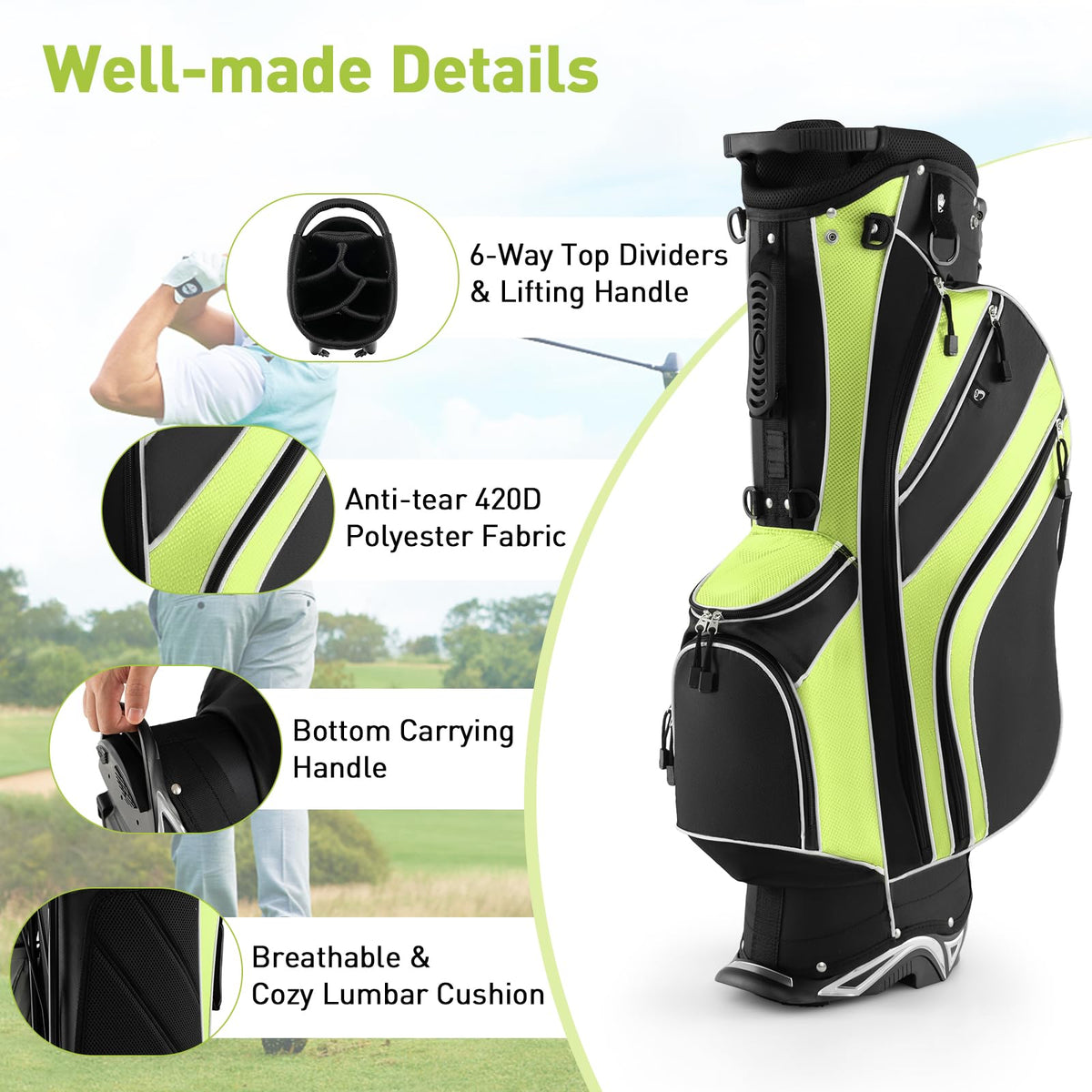 Retractable aluminum legs provide stable support for SPORFIT bag
