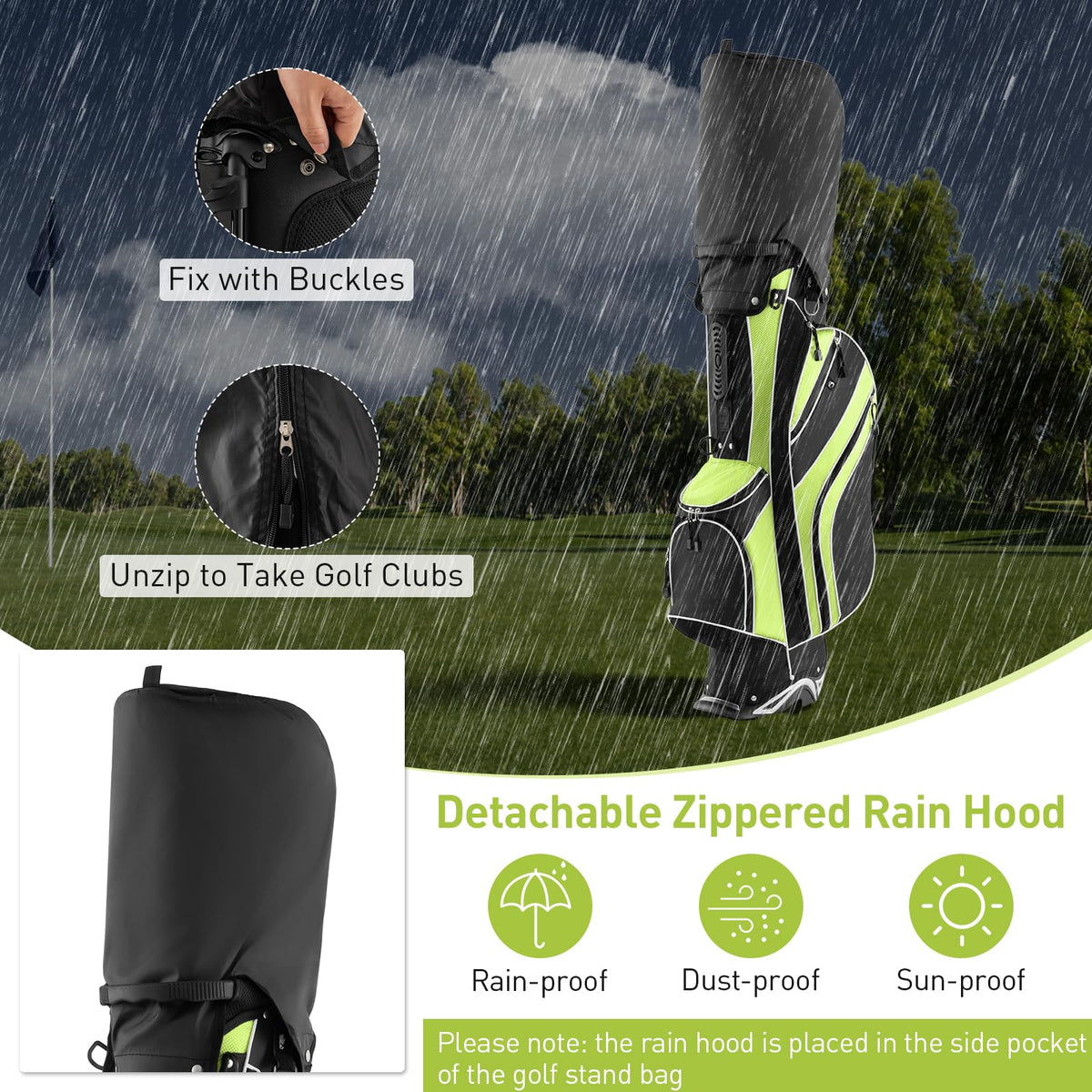 Umbrella holder and towel ring for convenient on course use