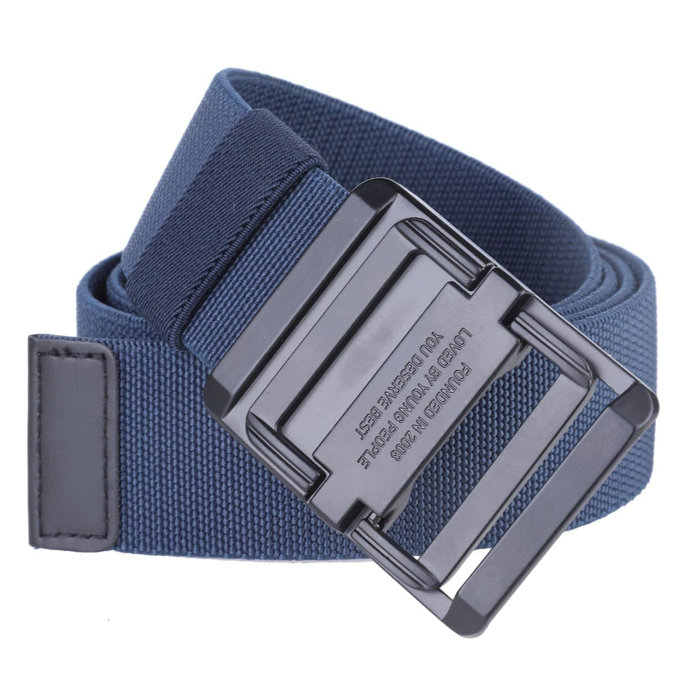 Sportmusies adjustable military nylon belt in blue for versatile daily wear.
