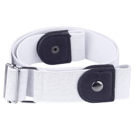 Sportmusies elastic no buckle belt close-up shows durable nylon and stretch for comfort