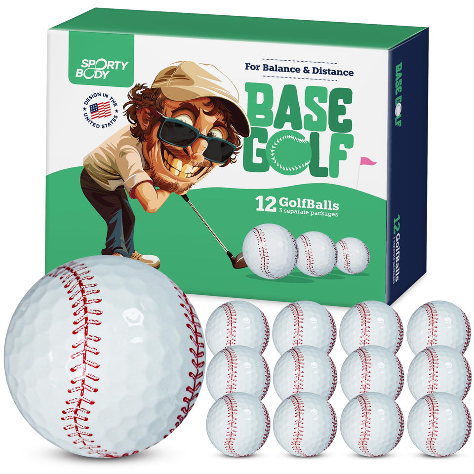 Sporty Body BaseGolf baseball-style golf ball pack shown front view for durability.
