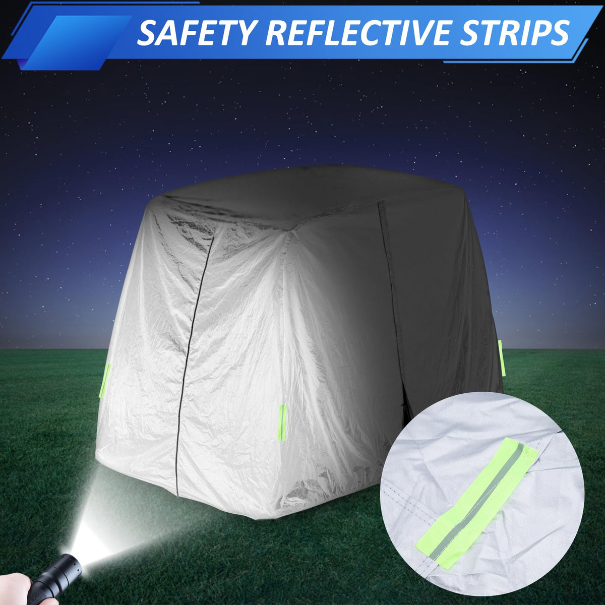 SPORTYOUTH cover with reflective strips improves nighttime visibility