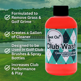 Spot On spray bottle refill provides ready-to-use golf cleaner for brushes.