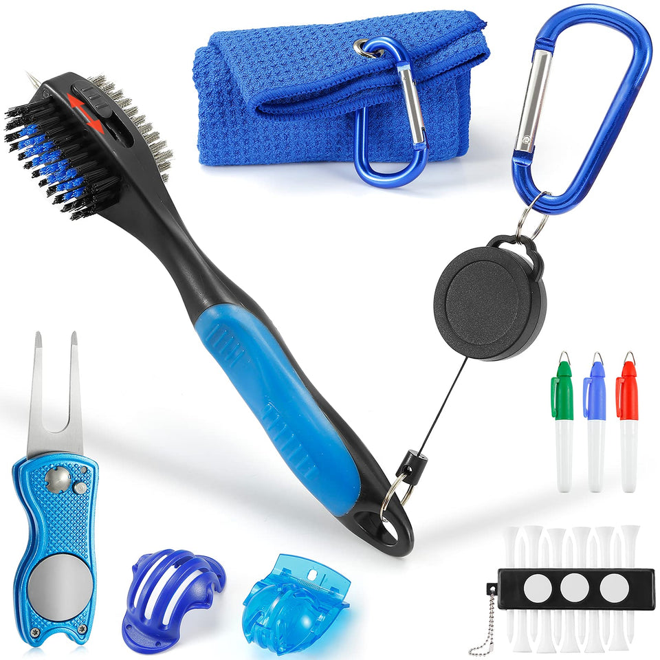 Sprookber golf pro retractable brush with oversized head for easy club cleaning
