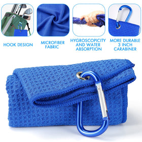 Sprookber golf towel microfiber waffle demonstrates effective cleaning with durable carabiner