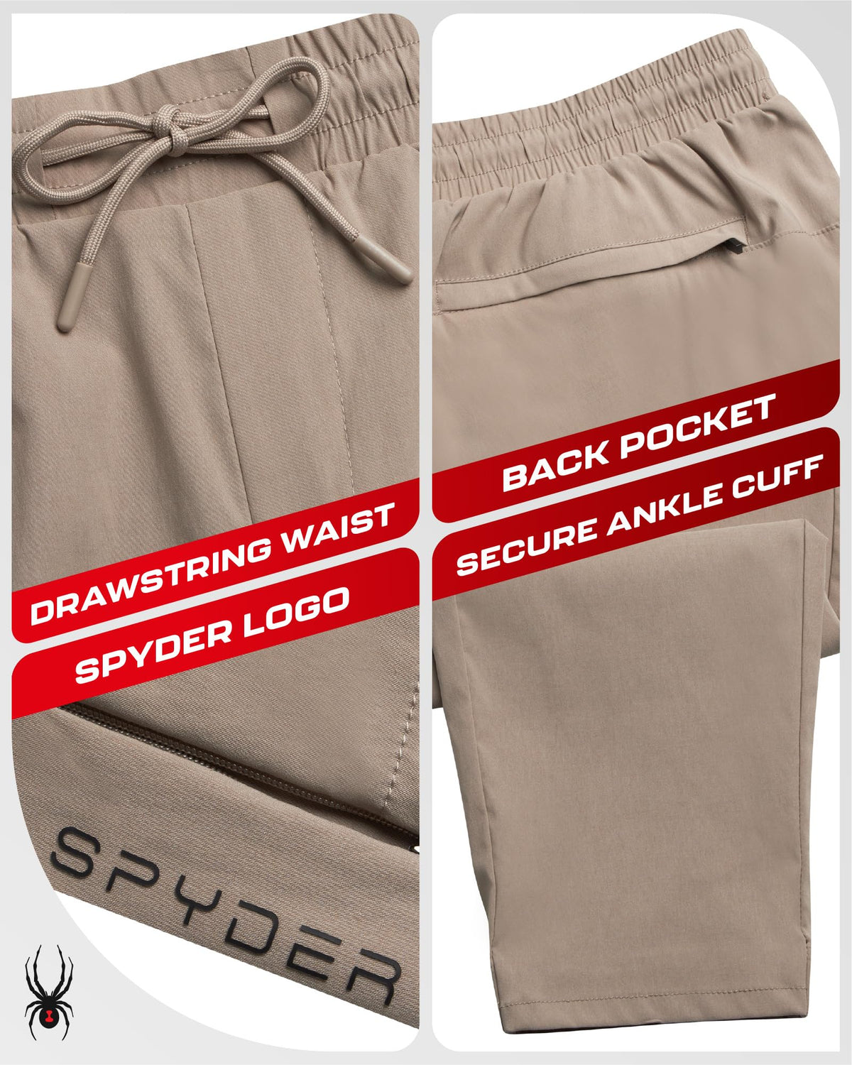 Spyder Mens Work Pants offer UPF 30 sun protection for outdoor tasks and events.
