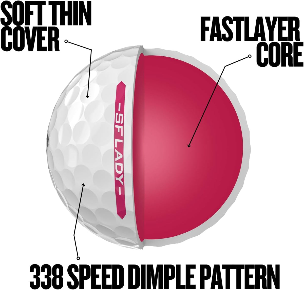 Srixon 338-speed dimple pattern promoting stable flight.