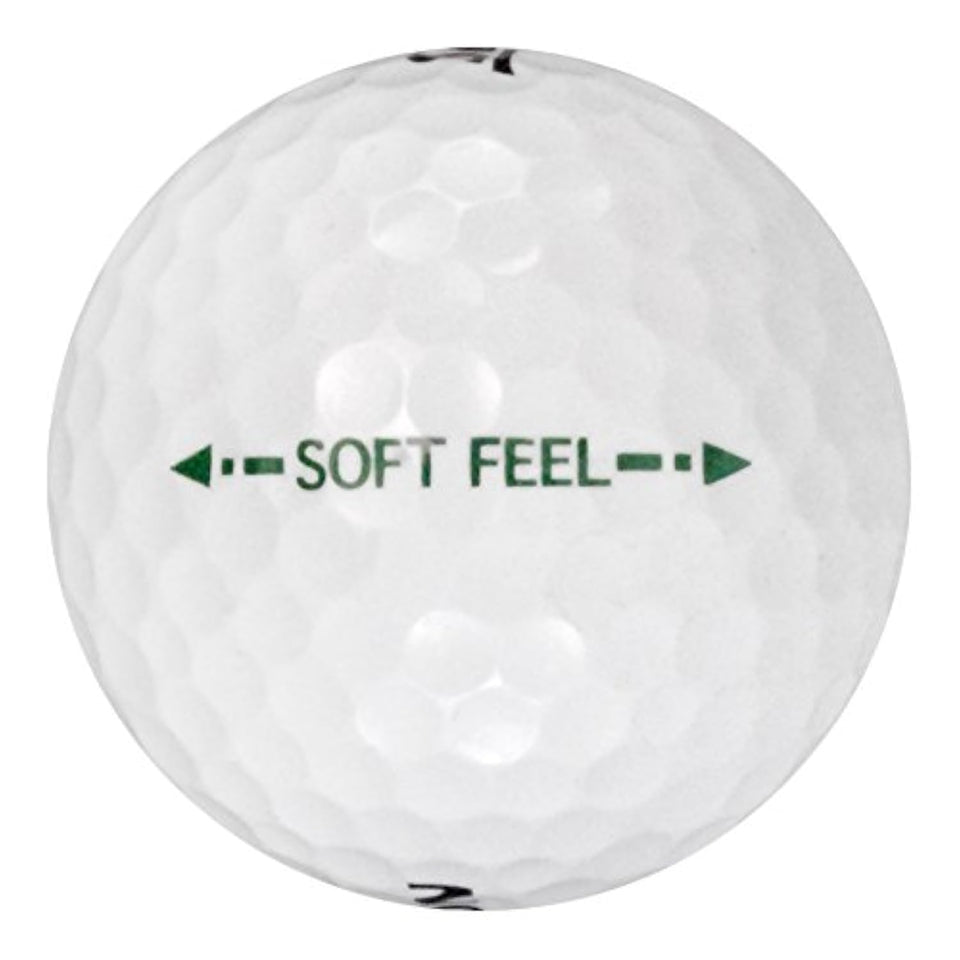 Srixon 50 Soft Feel ball close-up indicating soft cover for greenside control