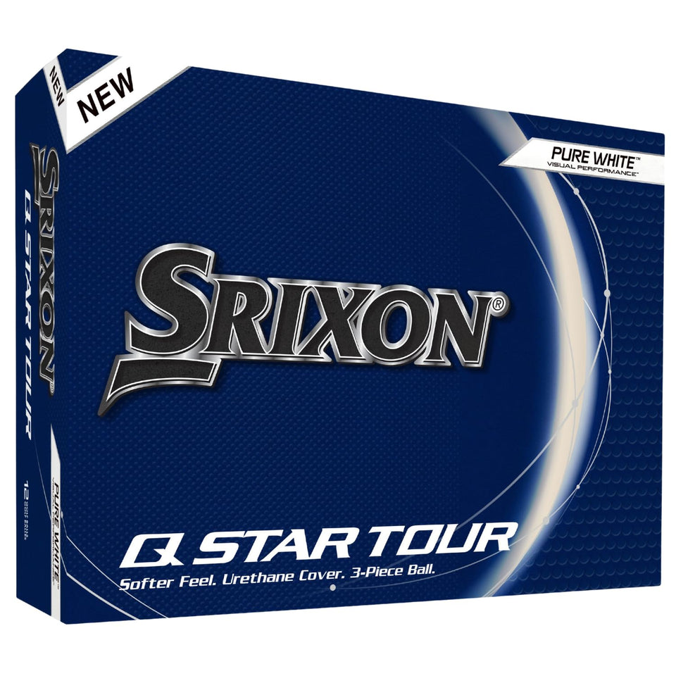 Srixon Q-STAR TOUR 5 ball white ready for tee shots and distance potential.