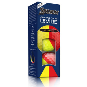 Srixon Q-Star Tour 6 Divide yellow-red ball, side view showing 50/50 design.
