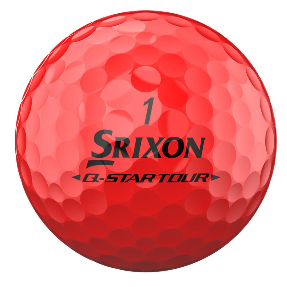 Srixon Q-Star Tour 6 Divide yellow-red ball, 338 dimple pattern in flight.