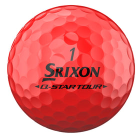 Srixon Q-Star Tour 6 Divide yellow-red ball, 338 dimple pattern in flight.