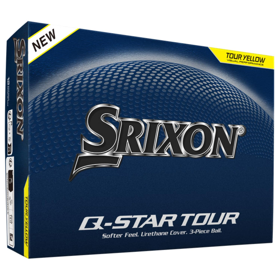 Srixon Q-Star Tour 6 Tour Yellow pack shot showing vibrant color and greenside feel.