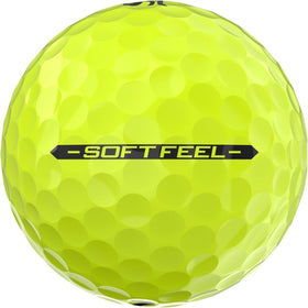 Srixon Soft Feel 13 Yellow ball in flight with speed dimples for distance.