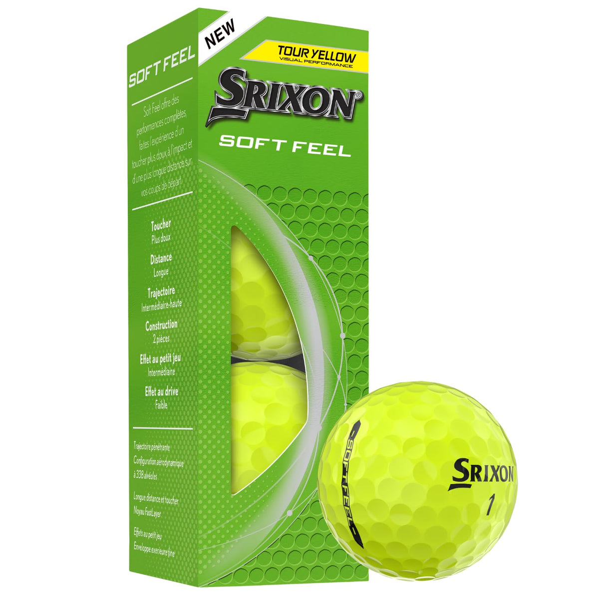 Srixon Soft Feel 14 yellow fastlayer core demonstrates soft feel with consistent distance.