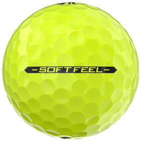 Srixon Soft Feel 14 yellow soft cover closeup highlights greenside control.