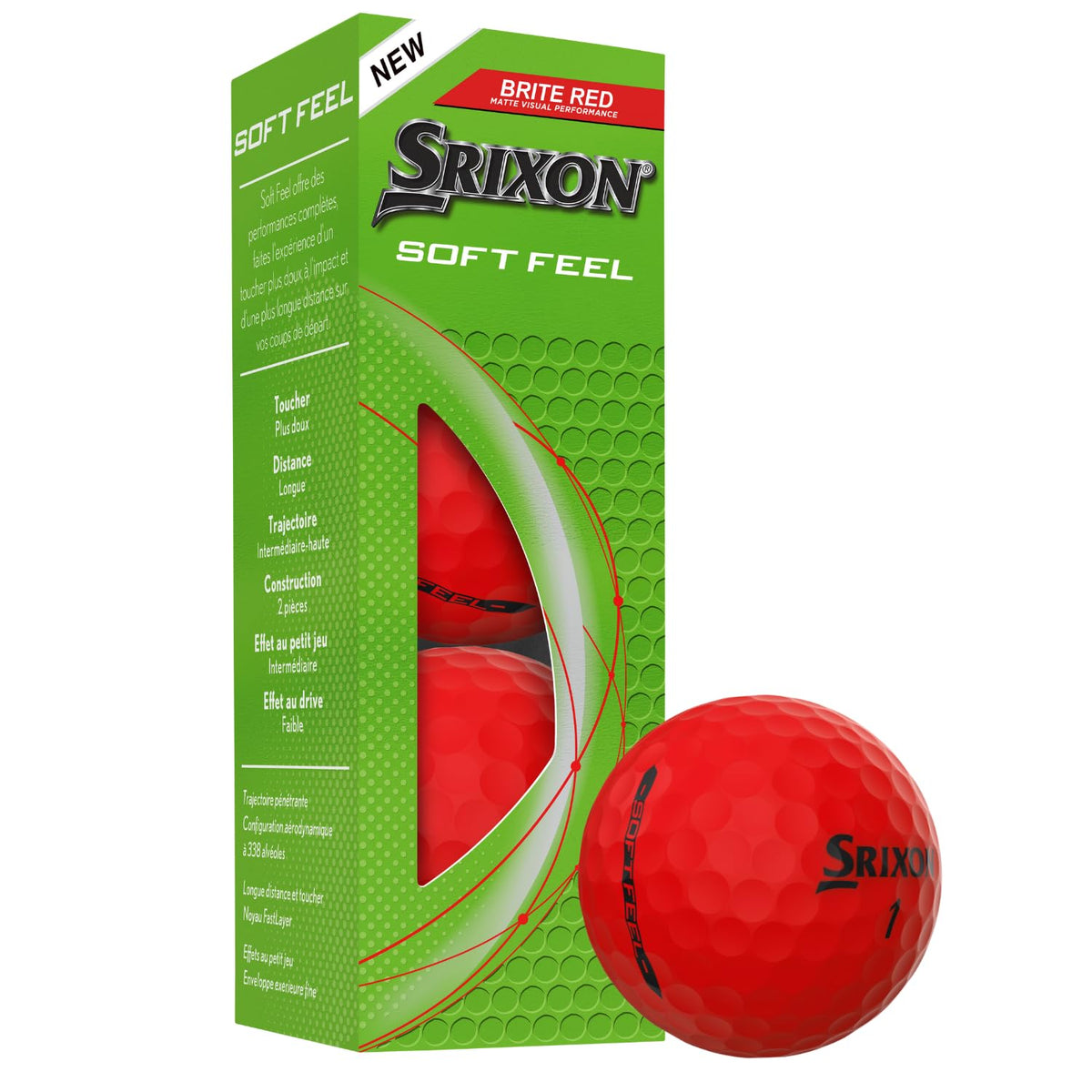 Srixon Soft Feel Brite Red ball promotes higher launch and controlled descent