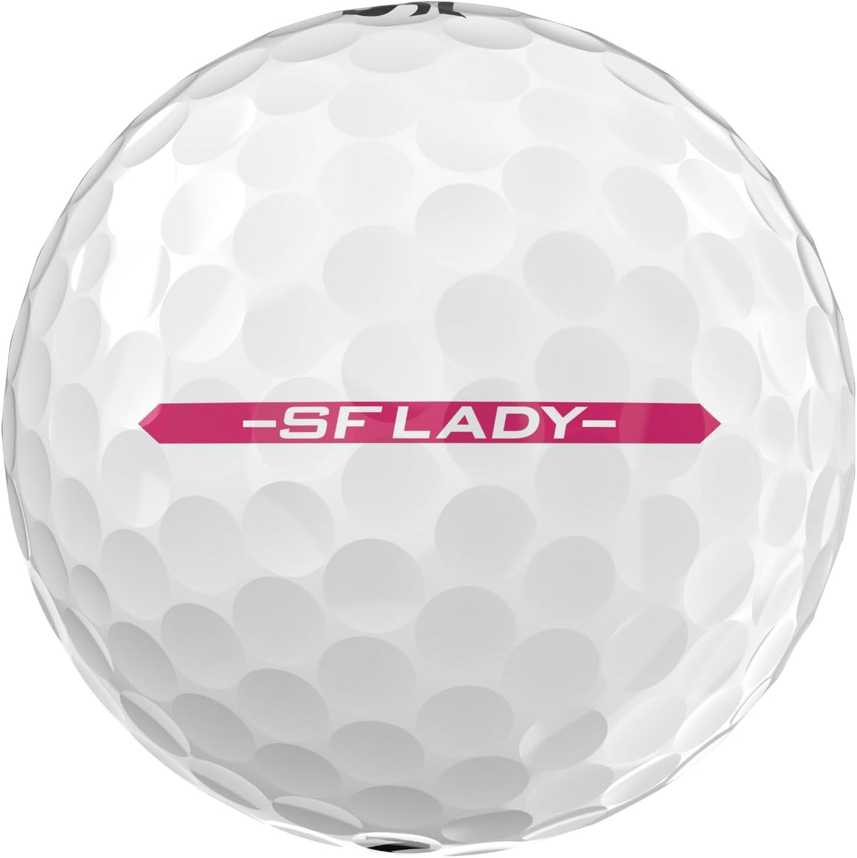Ionomer cover close-up on Srixon Soft Feel Lady 9 for greenside spin.