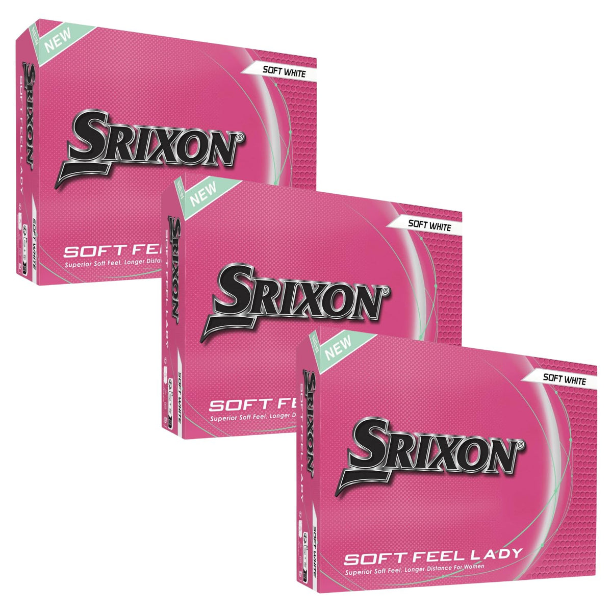 Srixon Soft Feel Lady ball cover close-up showing soft feel and control.