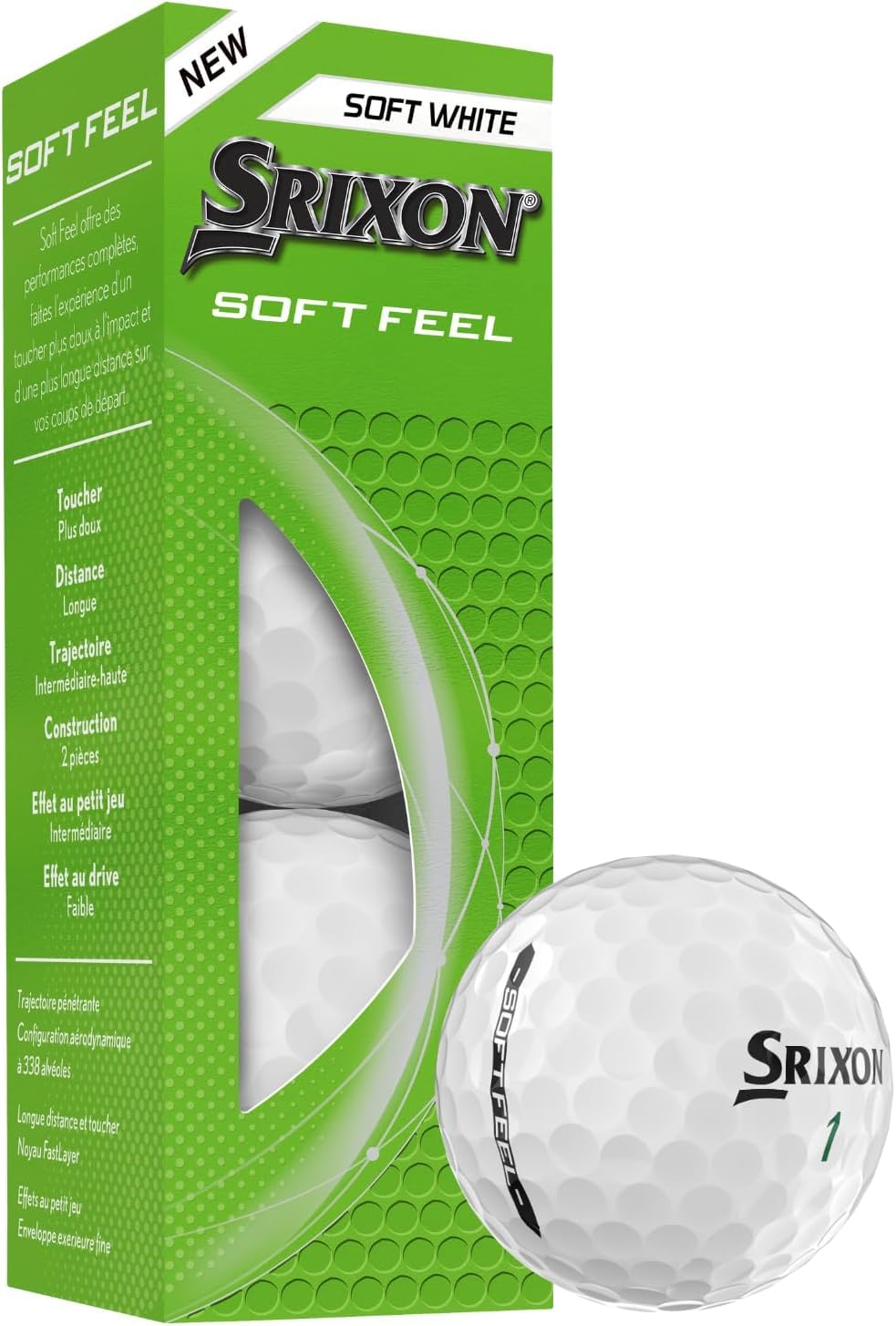 Srixon Soft Feel thin ionomer cover enhances greenside spin.