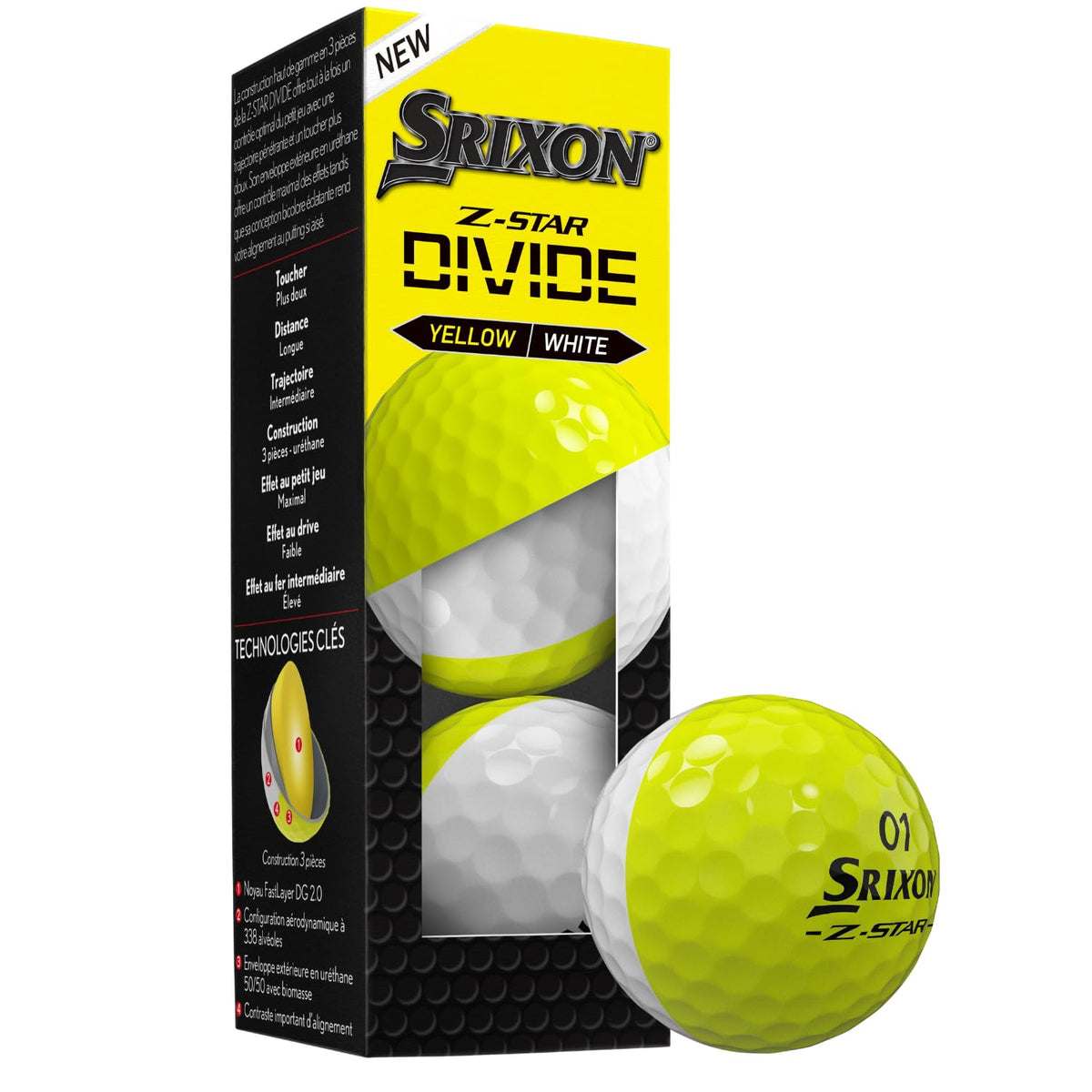 Srixon Z-Star Divide 338-speed dimple pattern reduces drag for stable flight.