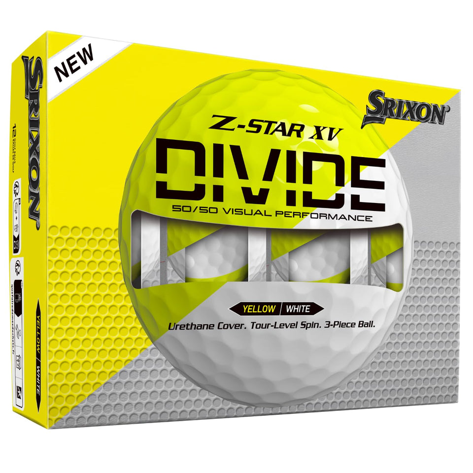 Srixon Z-Star XV enhanced visibility with DIVIDE for spin cues.