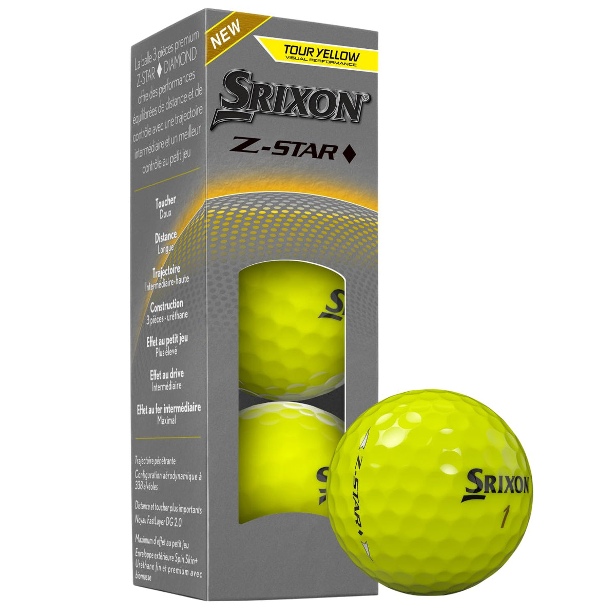 Srixon Z-Star Diamond 338 Speed Dimple Pattern for improved lift