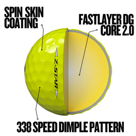 Srixon Z-Star9 Premium 3-piece urethane construction blends soft feel with control