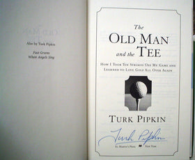 The Old Man and the Tee imagery of a warm links setting, appealing to golf lovers.