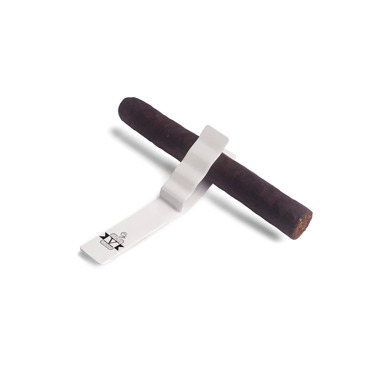 Stage V Clinger cigar clip with dual magnets securing on metal surfaces.