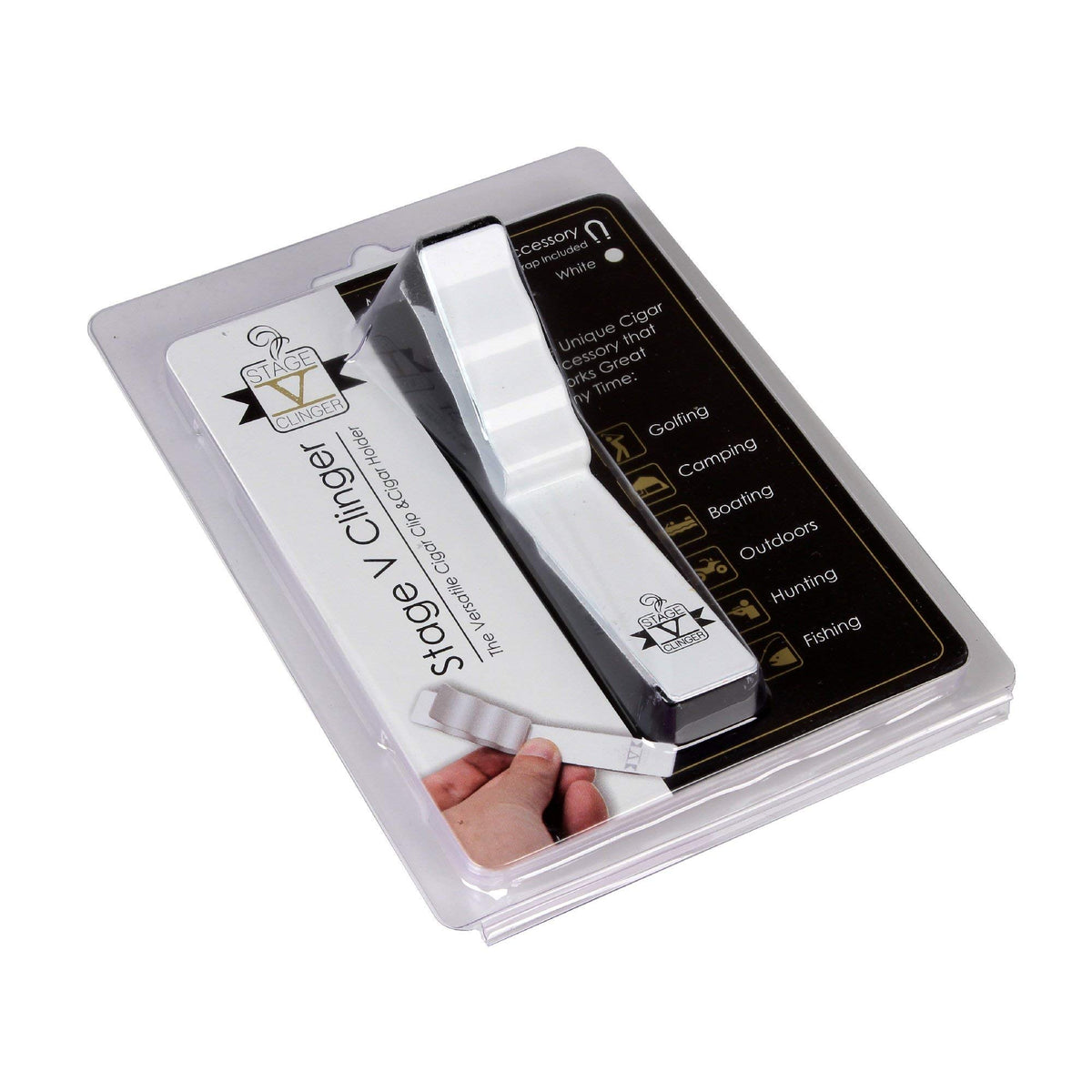 Stage V Clinger flexible clamp holds most cigars without damage.