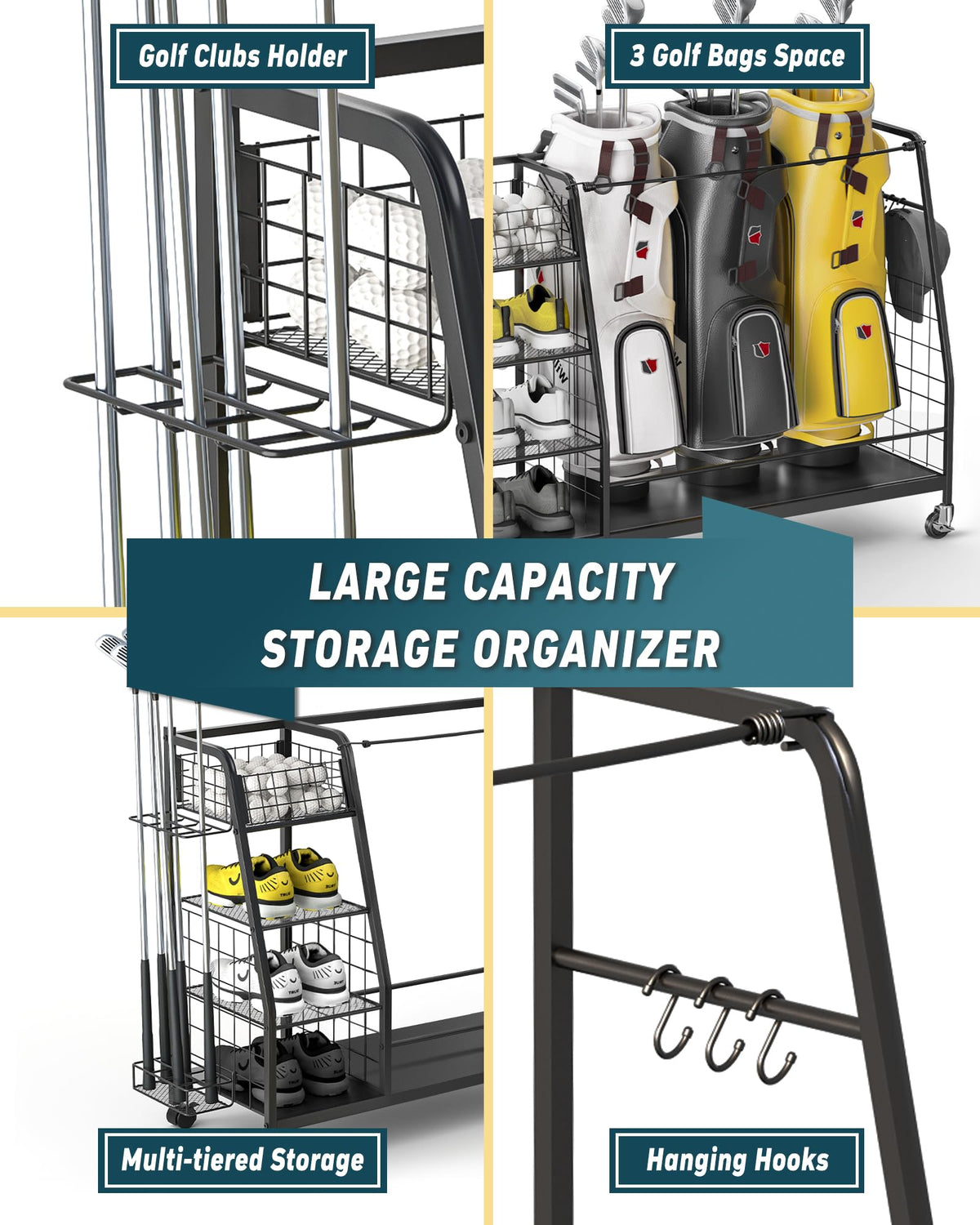 Easy assembly makes setup fast for Staransun golf storage.