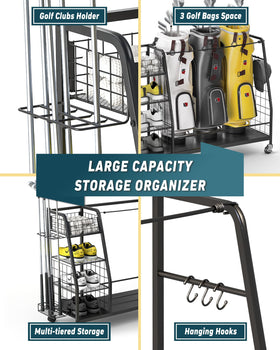 Easy assembly makes setup fast for Staransun golf storage.