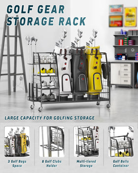 Staransun organizer shows side club holder with eight clubs within reach.