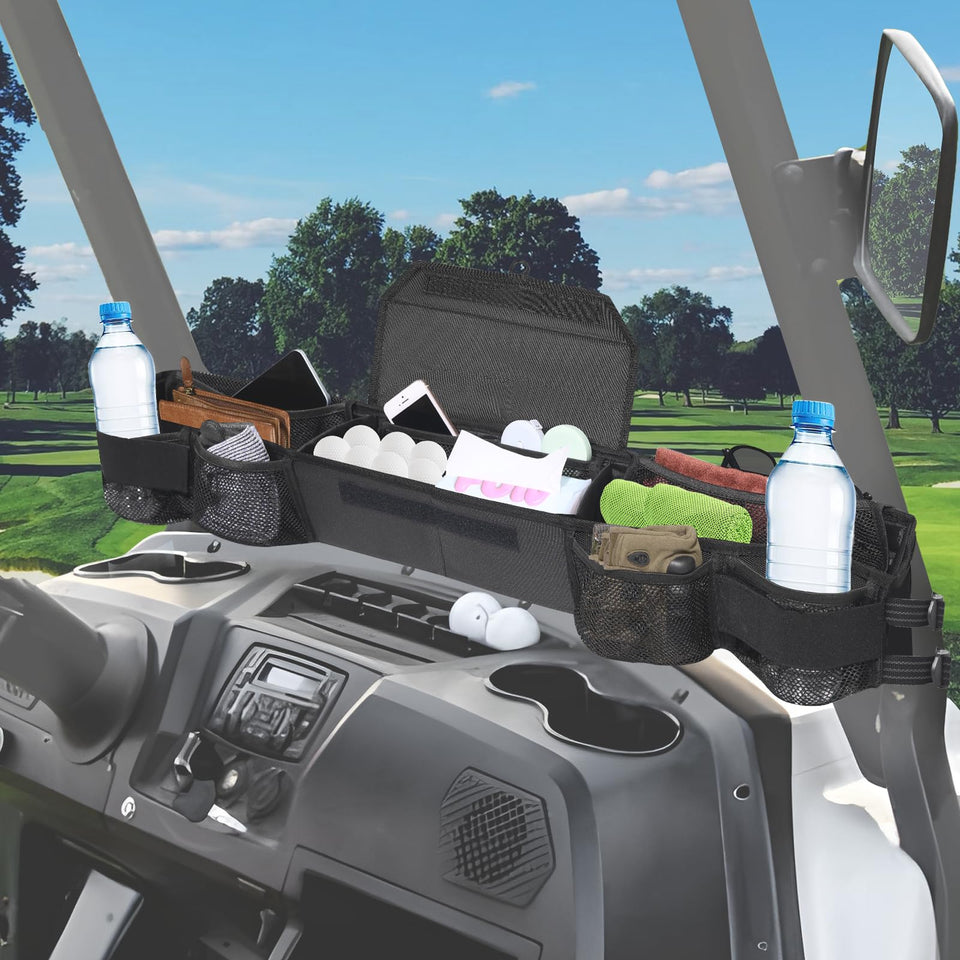 StarknightMT front basket on a golf cart offering easy-access storage