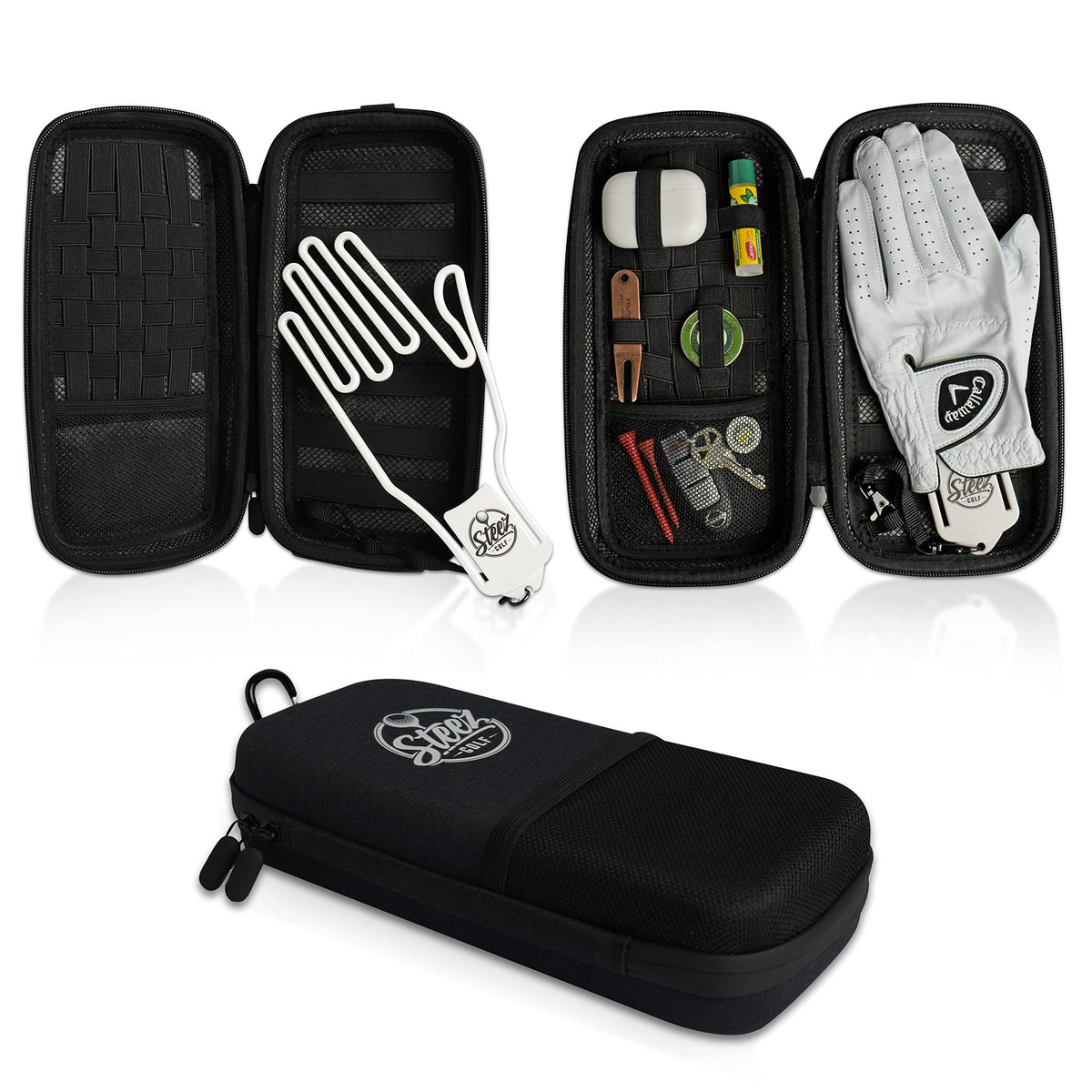 Steez Golf Accessory Case with airtight foam keeps valuables safe on the course.