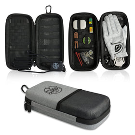 Steez Golf Accessory Case opened to show foam organization for quick on-course access
